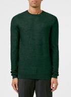 Topman Mens Premium Dark Green Ribbed Crew Neck Sweater