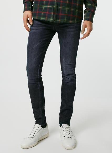 Topman Mens Dark Wash Blue Spray On Jeans