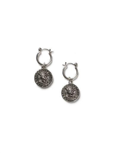 Topman Mens Silver Look Lion Head Drop Earrings*