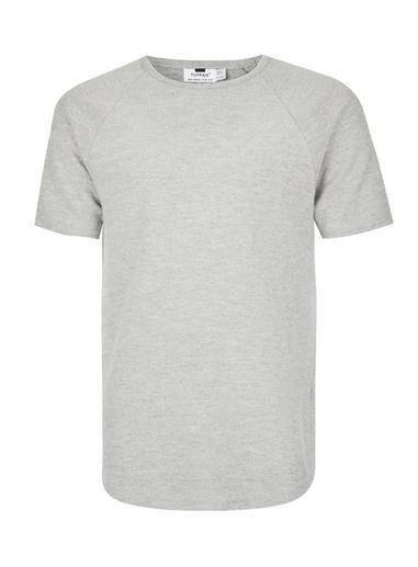 Topman Mens Mid Grey Grey Waffle Textured Raglan T-shirt