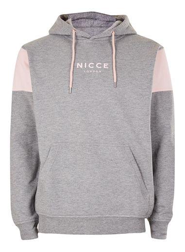 Topman Mens Nicce Grey Marl And Pink Hoodie