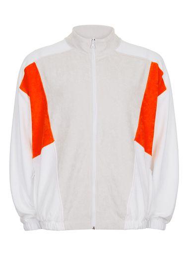Topman Mens White And Red Towelling Track Top