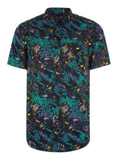 Topman Mens Multi-colored Neon Baroque Shirt