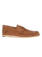 Topman Mens Brown Tan Leather Weaved Lace Up Shoes