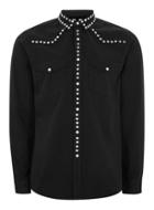 Topman Mens Black Studded Western Shirt