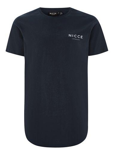 Topman Mens Nicce Navy Curve Hem T-shirt