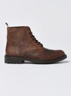 Topman Mens Brown Tan Leather Harvey Brogue Boots