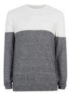 Topman Mens Mid Grey White And Black Twist Colour Block Sweater