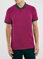 Topman Mens Red Burgundy/black Slim Fit Polo Shirt