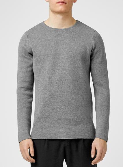 Topman Mens Grey Longline Crew Neck Sweater