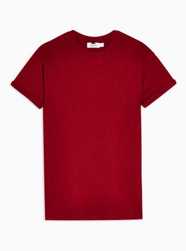 Topman Mens Red Burgundy Slub Roller T-shirt