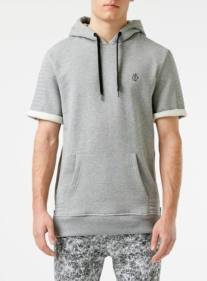 Topman Mens Grey Jog On Short Sleeve Hoodie*
