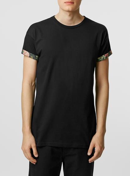 Topman Mens Black Floral T-shirt