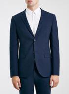 Topman Mens Blue Navy Wool Blend Skinny Fit Suit Jacket