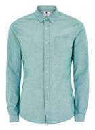 Topman Mens Blue Teal And White Muscle Oxford Shirt