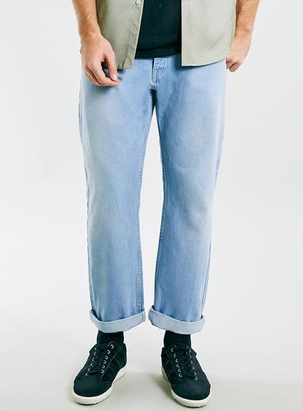 Topman Mens Blue Light Wash Standard Leg Jeans