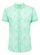 Topman Mens Multi Mint Lace Short Sleeve Shirt