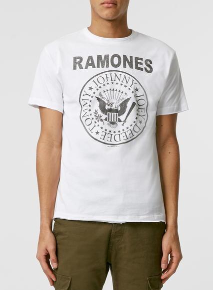 Topman Mens White Amplified Ramones T-shirt*