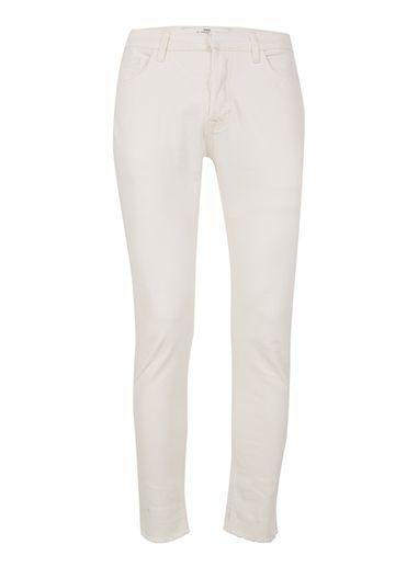 Topman Mens Ecru Off White Raw Edge Hem Chinos