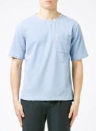 Topman Mens Bleach Blue Denim Short Sleeve Woven T-shirt
