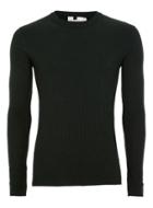 Topman Mens Green And Black Muscle Fit Ribbed Sweater