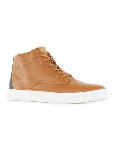 Topman Mens Brown Tan Pu Sports Lace Boots