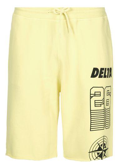 Topman Mens Yellow Printed Raw Edge Jersey Shorts