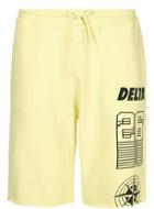 Topman Mens Yellow Printed Raw Edge Jersey Shorts