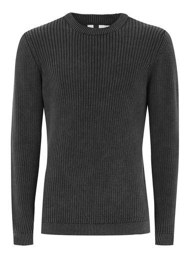 Topman Mens Charcoal Black Acid Wash Sweater
