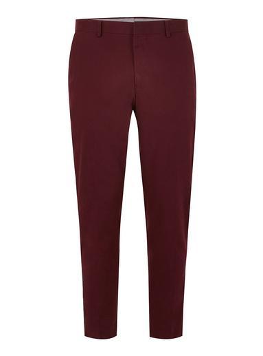 Topman Mens Burgundy Twill Side Taping Tapered Pants