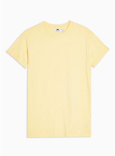 Topman Mens Yellow Slub Roll T-shirt