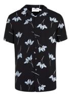 Topman Mens Black And White Leaf Print Revere Collar Shirt