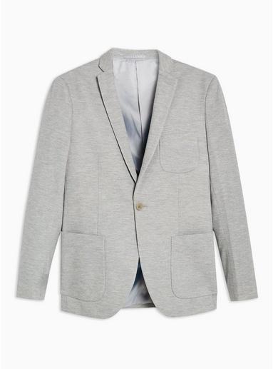 Topman Mens Grey Gray Jersey Skinny Blazer