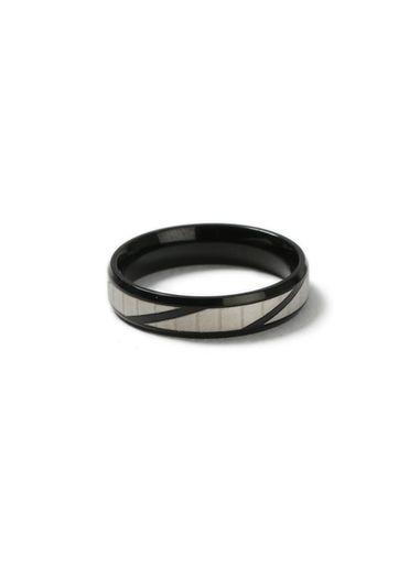 Topman Mens Black Stainless Steel Line Ring*