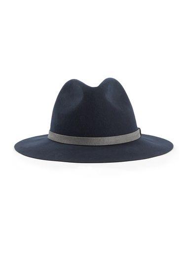 Topman Mens Blue Navy Grey Suede Trim Puritan Hat