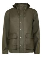 Topman Mens Green Khaki Rubberised Parka