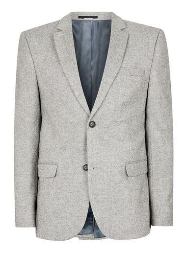 Topman Mens Grey Wool Blend Slim Fit Blazer