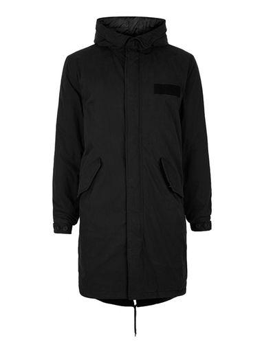 Topman Mens Black Military Style Parka