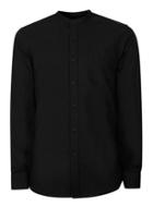 Topman Mens Black Stand Collar Oxford Shirt