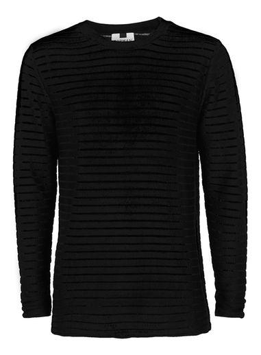 Topman Mens Black Horizontal Sheer Stripe Sweater