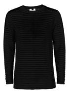 Topman Mens Black Horizontal Sheer Stripe Sweater
