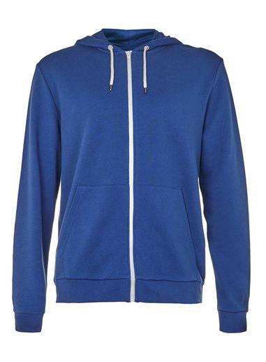 Topman Mens Blue Navy And Off White Zip Through Hoodie