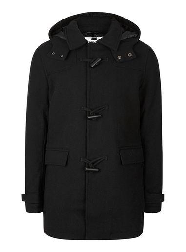 Topman Mens Black Duffle Coat