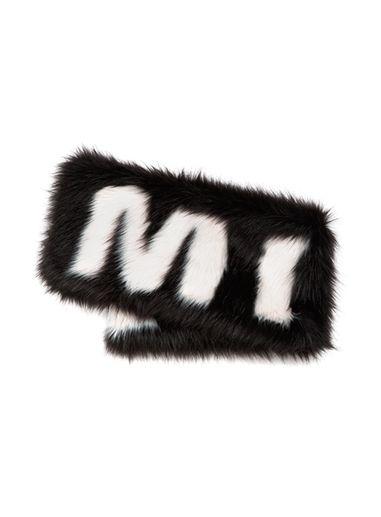Topman Mens Aaa Black And White Miracle Print Faux Fur Scarf