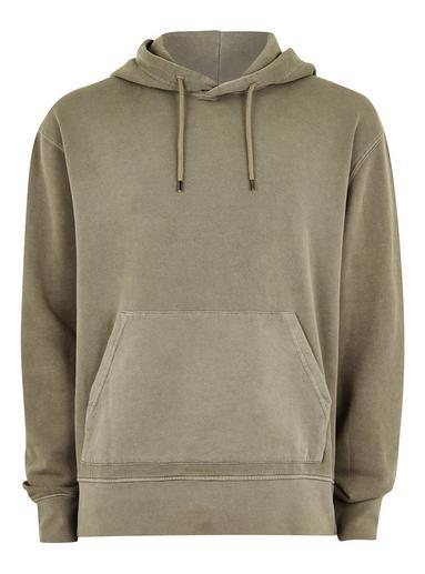 Topman Mens Khaki Wash Overhead Hoodie