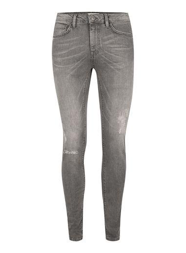 Topman Mens Grey Ripped Spray On Skinny Jeans