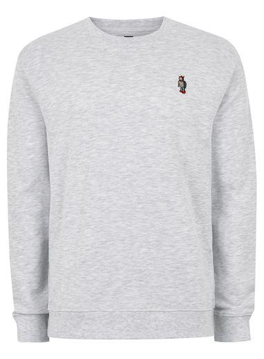 Topman Mens Grey Frost Gray Robot Sweatshirt