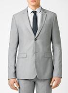 Topman Mens Grey Textured Skinny Fit Suit Jacket
