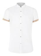 Topman Mens Beige White And Stone Dot Short Sleeve Dress Shirt