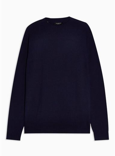 Selected Homme Mens Selected Homme Blue Benni Organic Cotton Knitted Sweatshirt